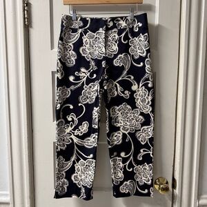 Oscar De La Renta Floral Patterned Cropped Pants